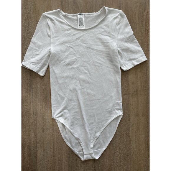 Wolford Short Sleeve Crewneck Bodysuit in White Size Medium - Picture 2 of 7